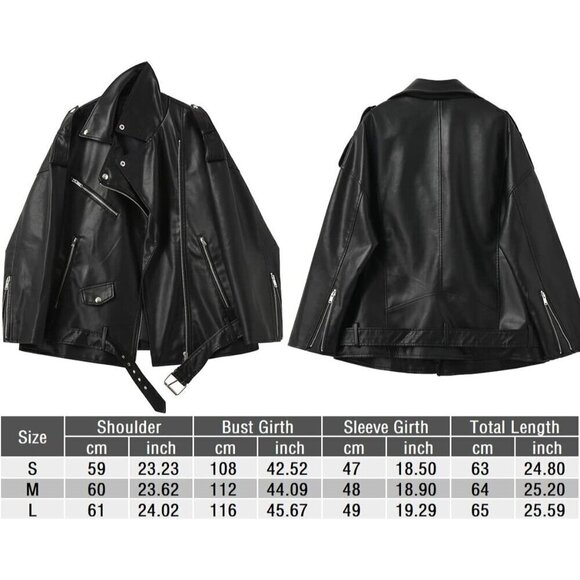 LY VAREY LIN Women Faux Leather Jacket black Long Sleeve Lapel Collar - Picture 6 of 6